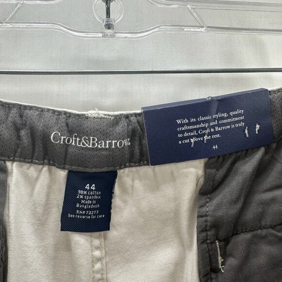 Croft & Barrow Short Mens 44 True Comfort Belted Flat Front Stretchy Soft Beige - Picture 7 of 8